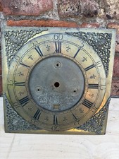 Antique Longcase Brass Clock Dial Face Robert Henderson Of Scarborough 17th C