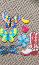 LOT OF Patch iron-on embroidered APPLIQUE SET OF 7. SET 1