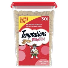 Temptations Mixups Backyard Cookout Flavor Crunchy and Soft Cat Treats, 30oz Tub