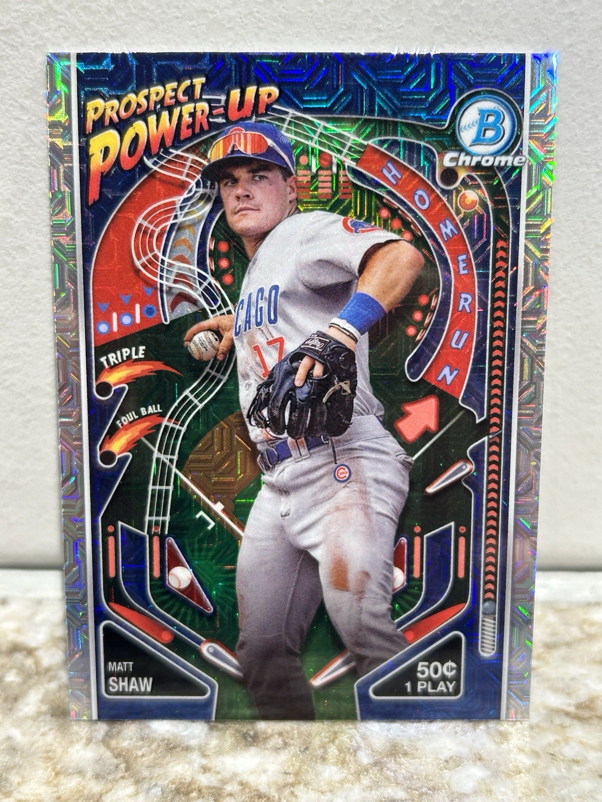 2024 Bowman Chrome Matt Shaw Prospect Power-Up Mojo Refractor No. PP-16 Cubs