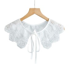 Women Embroidery Leaves Faux Collar Shawl for Dress Shirts Decorative Scarf Cape