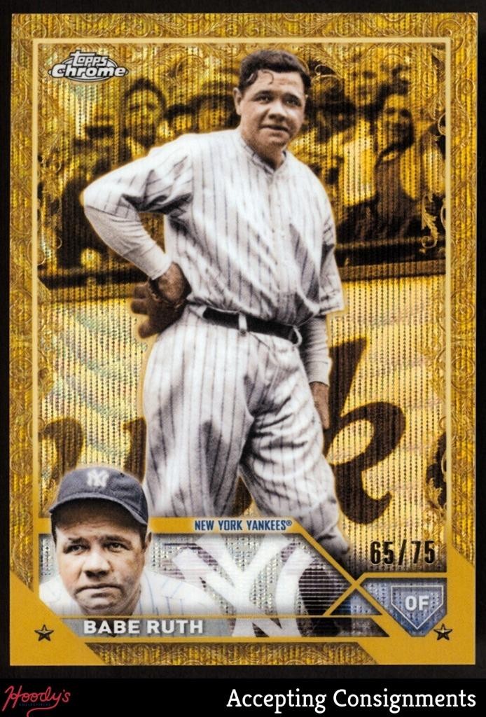 2023 Topps Chrome Gilded Collection Gold Etch Wave Refractors #3 Babe Ruth 65/75