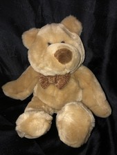 Vintage Commonwealth Plush 12” Tan Teddy Bear W/ Bowtie Stuffed Animal 1999 Rare