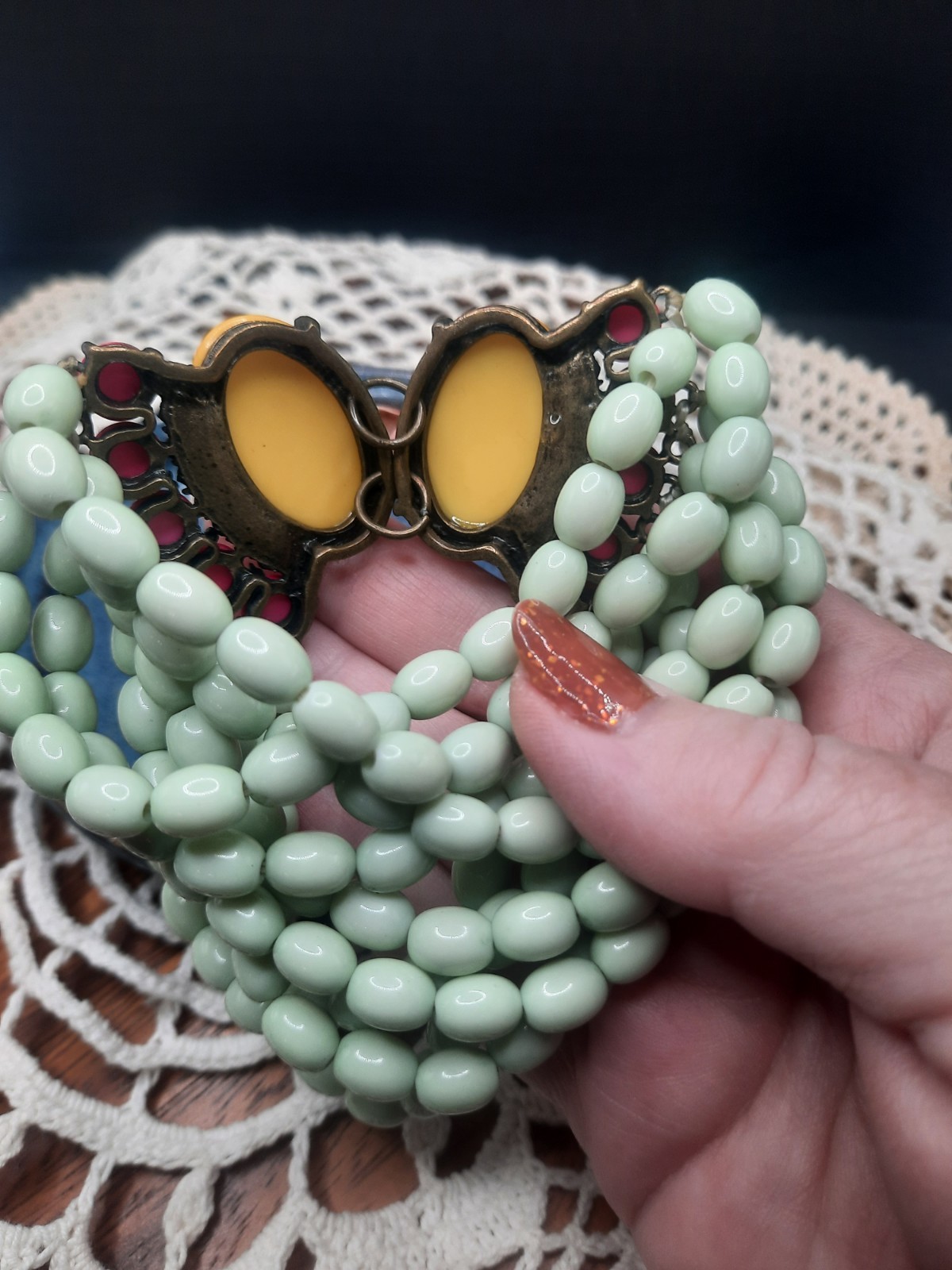 Colorful Multi Beaded Statement Stretch Wide Brac… - image 4