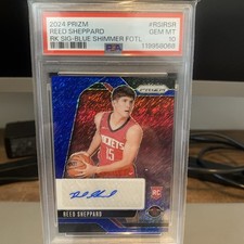 2024 PANINI PRIZM RC SIGNATURES BLUE SHIMMER FOTL REED SHEPPARD 10/25 PSA 10