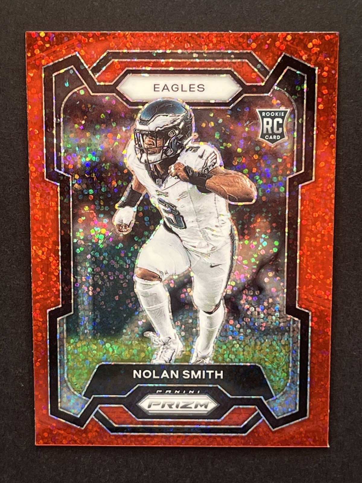 2023 Panini Prizm Nolan Smith Red Sparkle SSP Rookie RC #382 Philadelphia Eagles