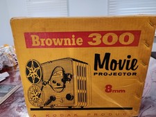 Vintage Kodak Brownie 300 8mm Movie Projector with Original Box Runs Bulb works