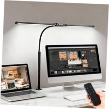 LED Desk Lamp with Clamp, Double Head Adjustable Architect Light, Eye Black