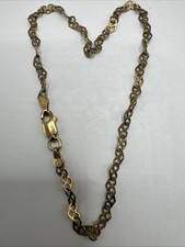 Italy 925 Gold Tone Sterling Silver Heart Link Anklet 9&rdquo;