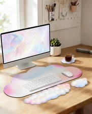 JIKIOU Large Cloud Mouse Pad Waterproof with Cloud Keyboard Wrist Pad and Clo...