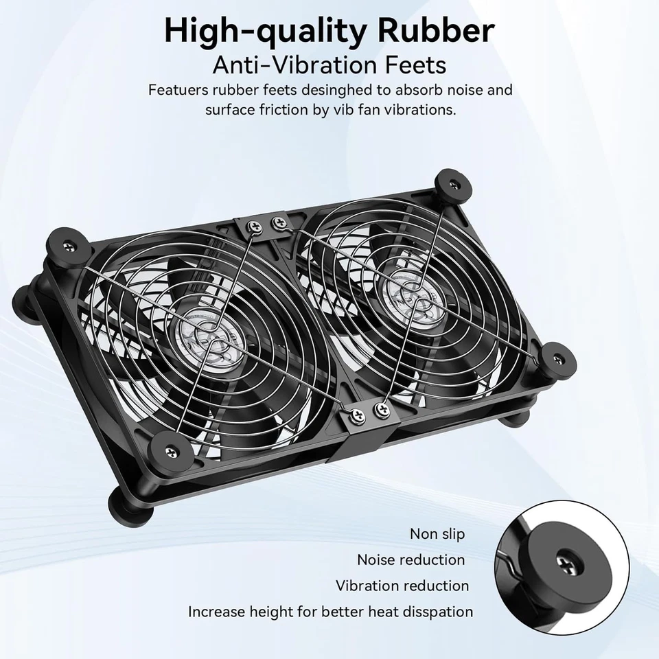 Dual 140mm AC USB Computer Fans, 3-Speed 12V Cooling for PC, Laptop, Xbox - Image 4 of 4