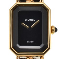 CHANEL Premiere S H0001 Gold Plated / Leather Quartz Ladies Watch H#144753