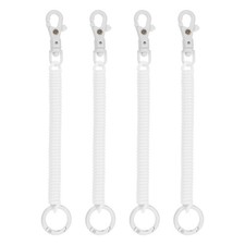 4pcs Retractable Coil Springs Keychain with Plastic Lobster Clasp Keyring White
