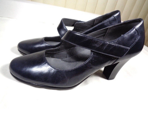 Women’s 7.5M Black leather Mary Jane Heel Y2K 90s Dark Academic Whimsygoth