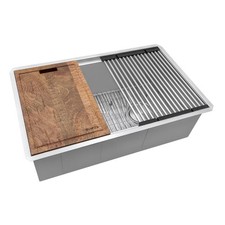 Ruvati 33-inch Slope Bottom Offset Drain Undermount 16 Gauge Kitchen Sink