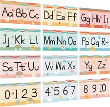 12 Pieces Alphabet Bulletin Board Strips Set Retro 13 x 6.3 inches, Colorful