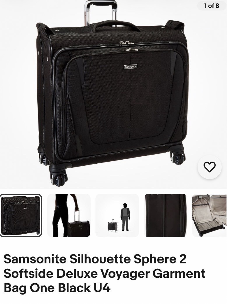 Samsonite Spinner Softside Carry On Garment Bag Black Adjust