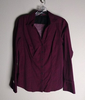 Express Design Studio Berry Magenta Black Button Down Shirt Medium
