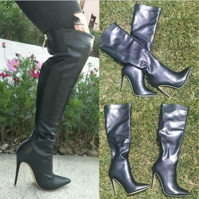 back zip knee high boots