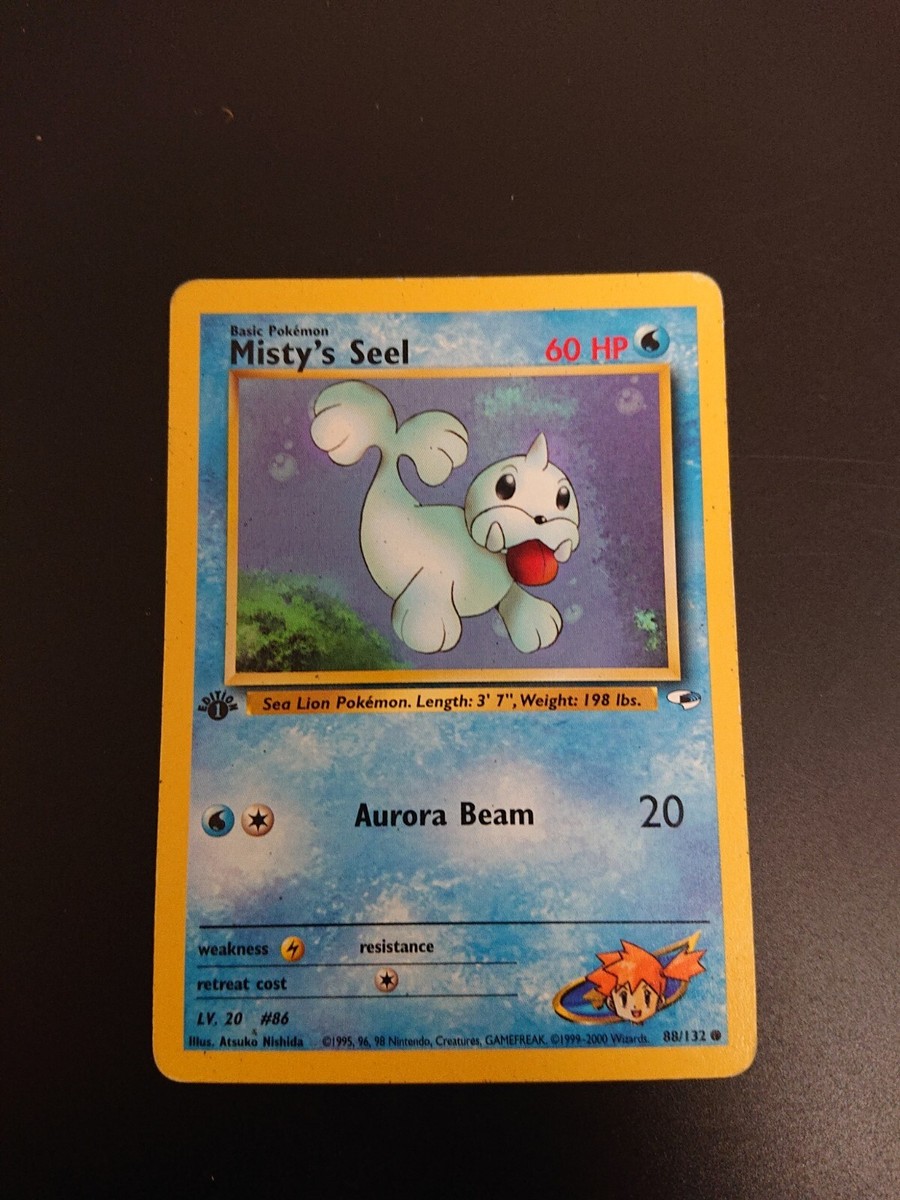 Misty's Seel 88/132 Gym Heroes 1st Edition Pokemon Card NM
