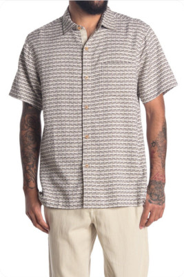 Tommy Bahama T322867 Men's Geovanni Geo S/S Camp Shirt in Oakmoss, M