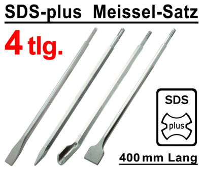 SDS-plus Meißel Satz 400mm Flachmeißel Spitzmeißel Breitmeißel Kanalmeißel 4-tlg