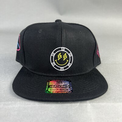 J Balvin SnapBack Hat Black Baseball Cap One Size Headlines Smiley Cowboy New