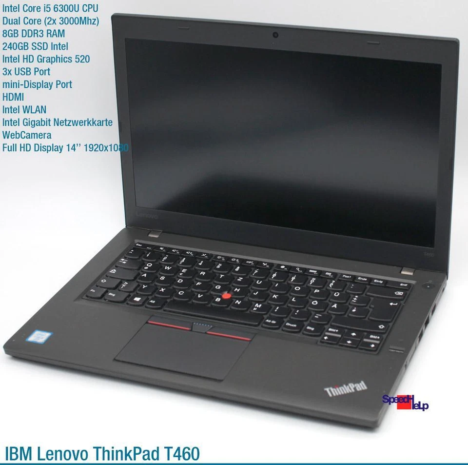 Notebook IBM Lenovo ThinkPad T460 Intel I5 Laptop 240GB SSD 8GB DDR3 Windows 10 - Image 2 of 4