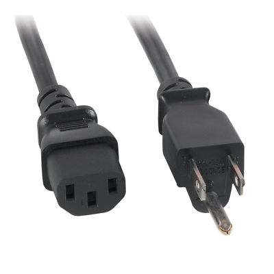 IEC 3 ft. AC Power Cord Black 16/3