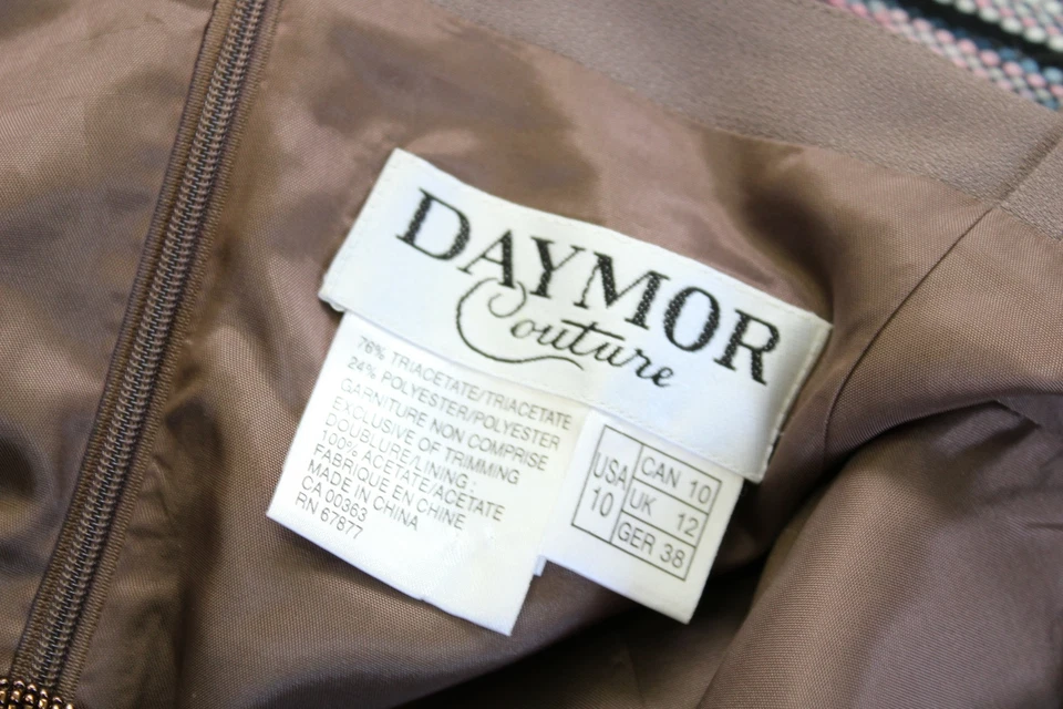 Vestido formal de noche Daymor Couture marrón bronce lentejuelas cuentas talla 10 sin mangas Foto 4 de 4