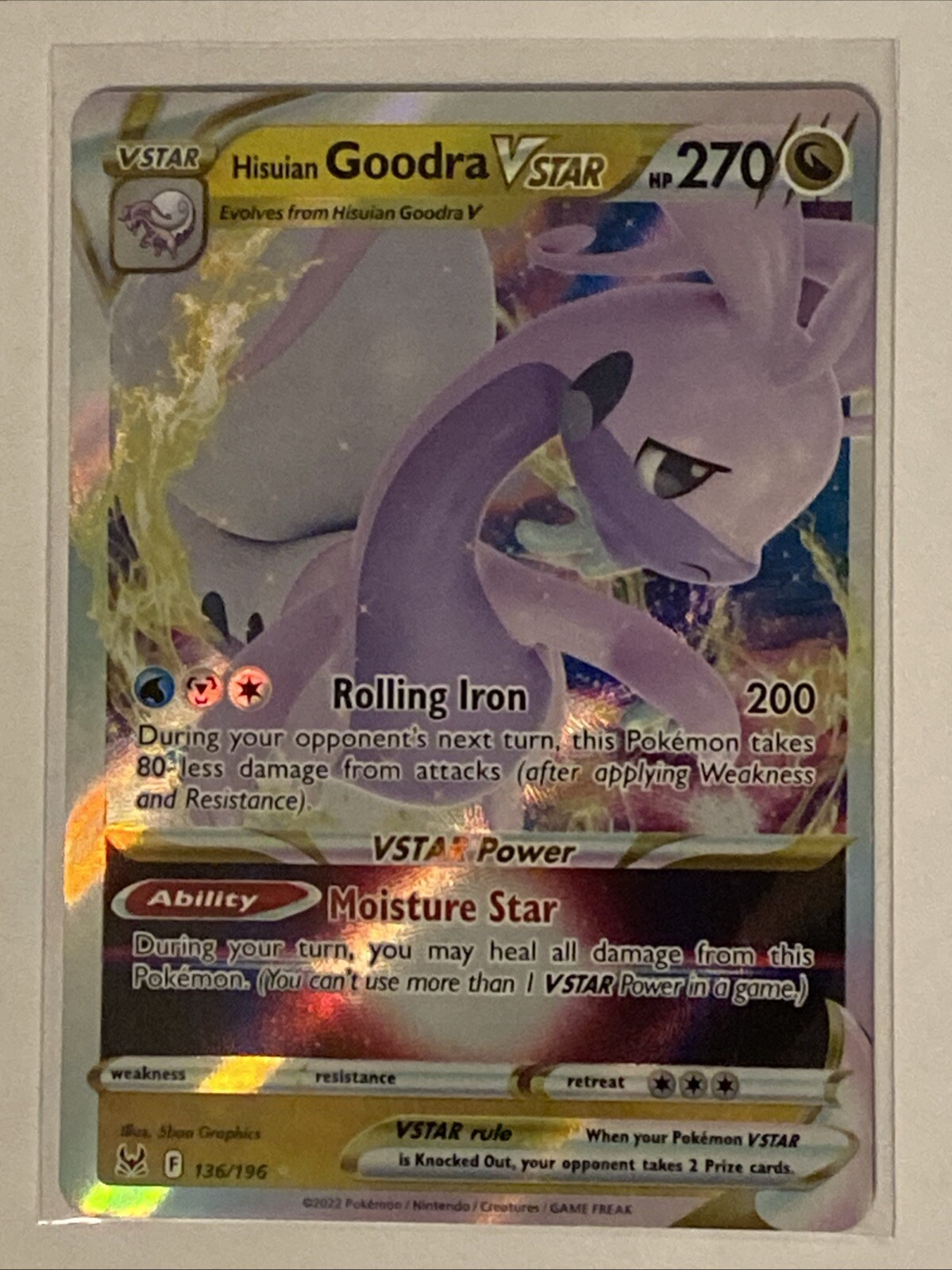 Hisuian Goodra VSTAR 136/196 Lost Origin Ultra Rare Holo Pokemon Card NM