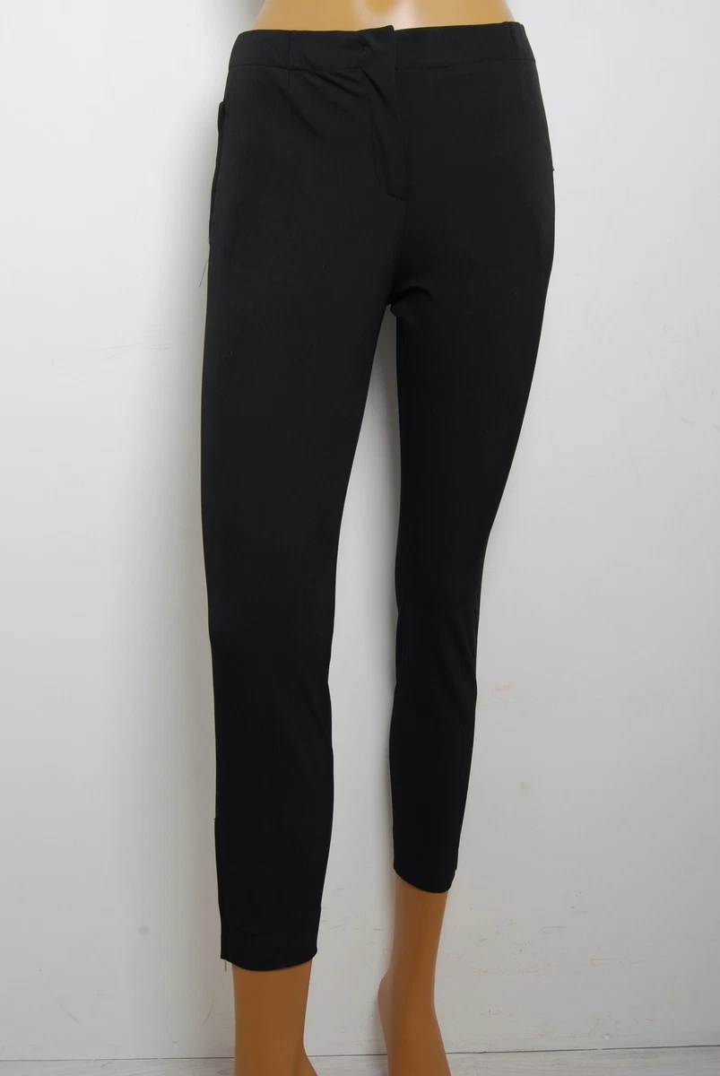 Prada Women Black Pants Polyester Solid Skinny Cropped Casual Trousers Sz IT 38