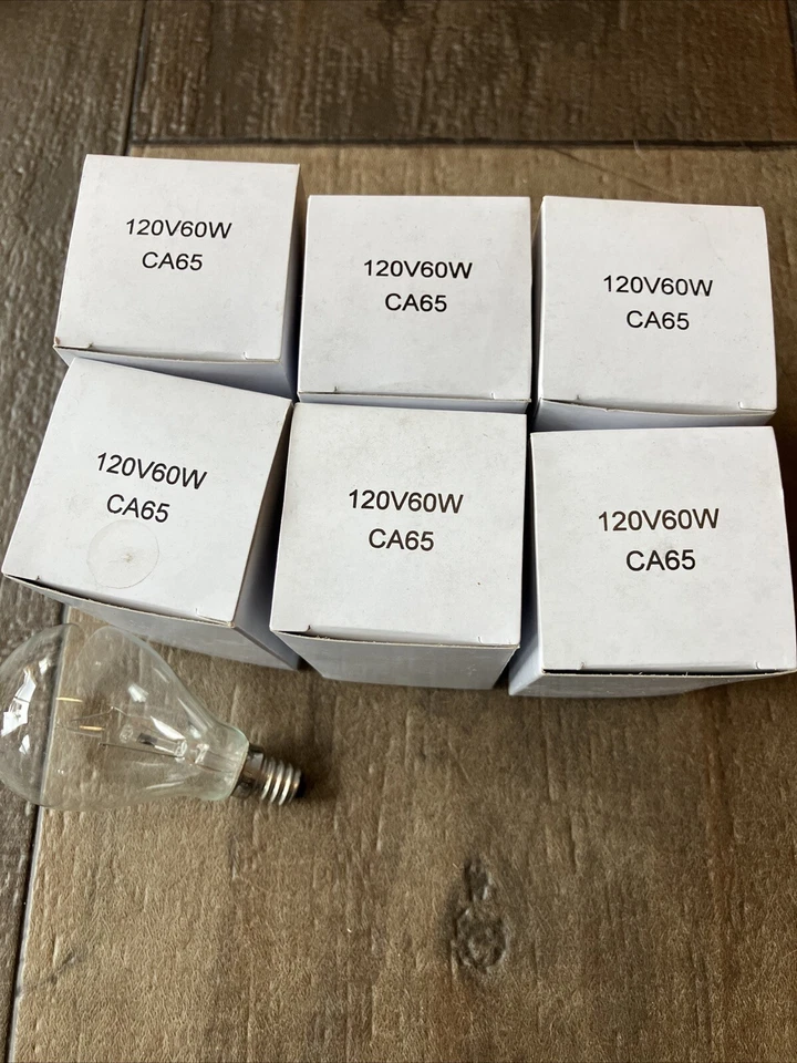 LOT OF 6 Unbranded GLOBE LIGHT BULB BULBS CLEAR CANDELABRA E12 120v 60w CA65 - Image 4 of 4
