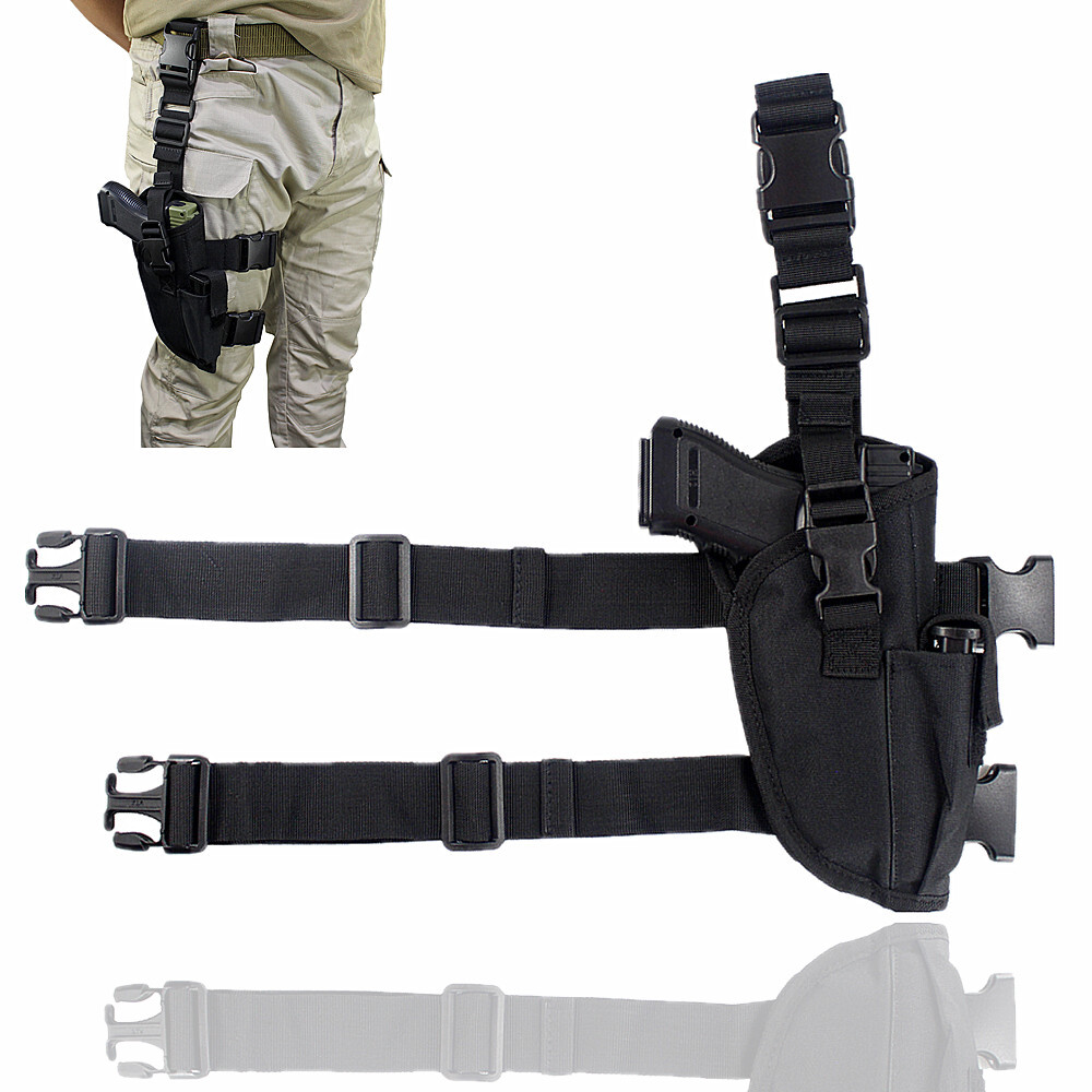 Tactical Adjustable Right Hand Drop Leg Holster Thigh Gun Holder with Mag Holder-image