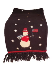 Christopher & Banks Embroidered Knit Scarf Patriotic Snowman & Flag Navy Blue