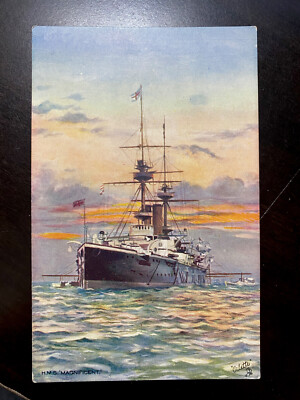 Royal Navy HMS Magnificent Battleship Atlantic Fleet IroncladsTucks#9079