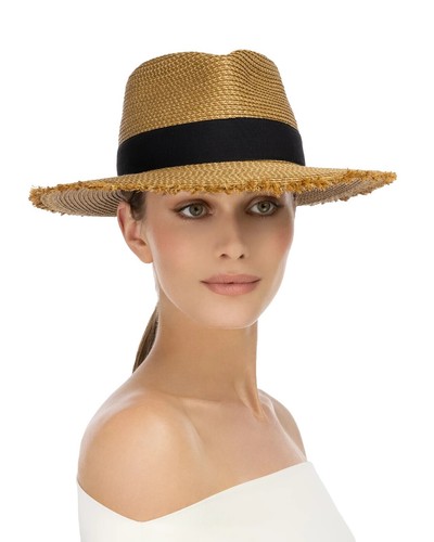 Janessa Leoné Women\'s Size Medium Beige Straw Simone Fedora Hat Janessa Leoné Women main image 4