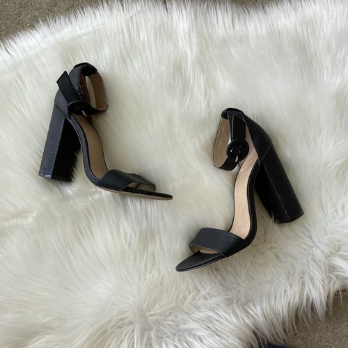 Mix No. 6 Black Strappy Ankle Strap Block Heels Size 7 4 Inches EUC | eBay