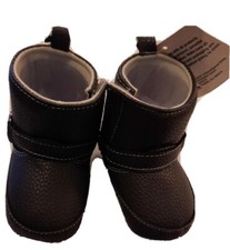 LITTLE ME Infant Boys Girls Faux Leather Boots Hook  Loop BROWN Shoes sz 1 NWT