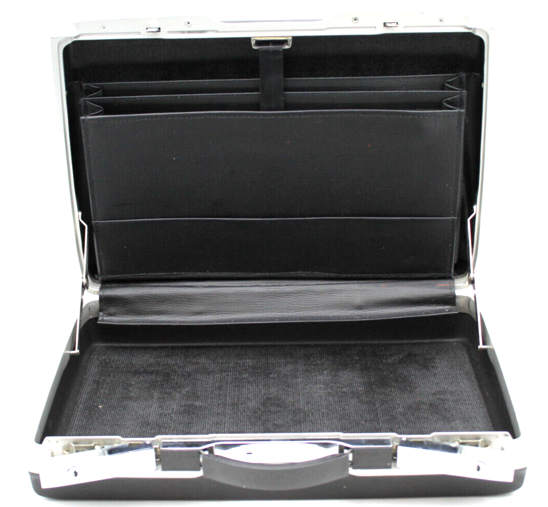Vintage Classic Briefcase Hard Shell Case Snap Lock Black w