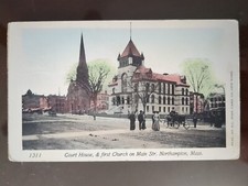 Court House, & 1st Church on Main St, Northampton, MA - 1901-07, Rough Edges