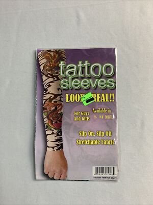 Tattoo Sleeves Sz M/L Stretchable Fabric For Guys & Girls Fake Temporary Tattoo