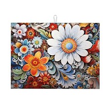Boho-2 Dish Drying Mat Large Absorbent Microfiber Draining Pad 18 x 24"