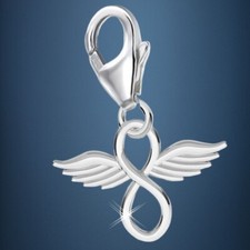 Unendlichkeit Engel-Fl&uuml;gel Charm 925 Sterling-Silber Anh&auml;nger f&uuml;r Armband