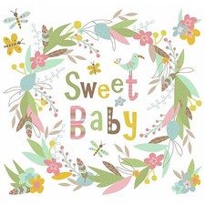 SWEET BABY Wreath WALL DECALS Mural BIG Nursery Stickers Birds Floral Decor NEW