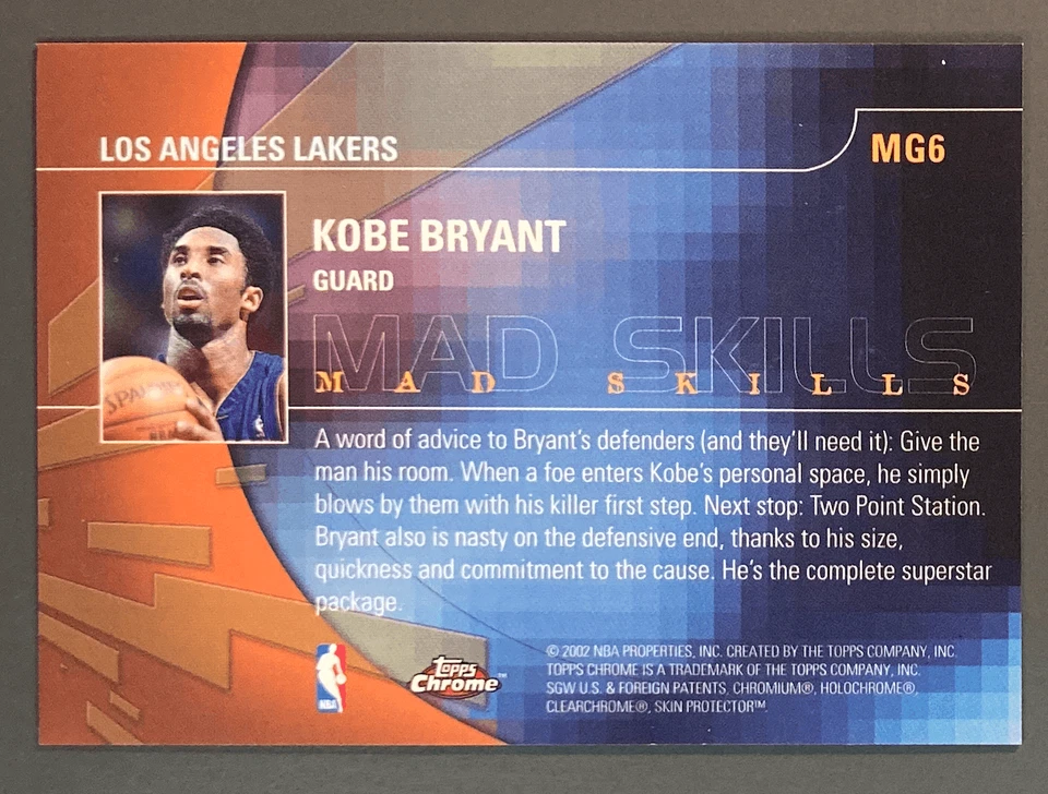 KOBE BRYANT 2001 TOPPS CHROME MAD GAME - MG6 - Photo 2/2