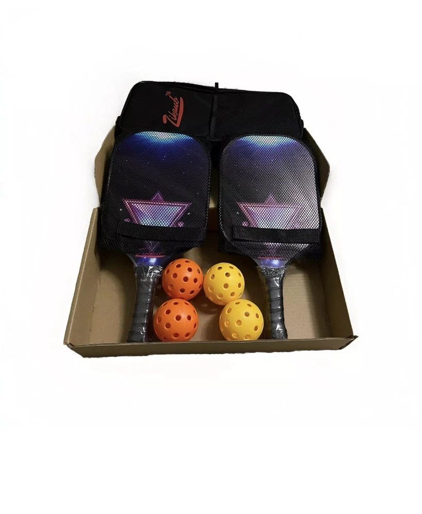 Pickleball Paddles Set of 2 – USAPA Approved Fiberglass Rackets with 4 Balls.