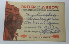 Boy Scout OA Membership Card - Lodge 16 Tonkawampus Minnesota  1972     RC6