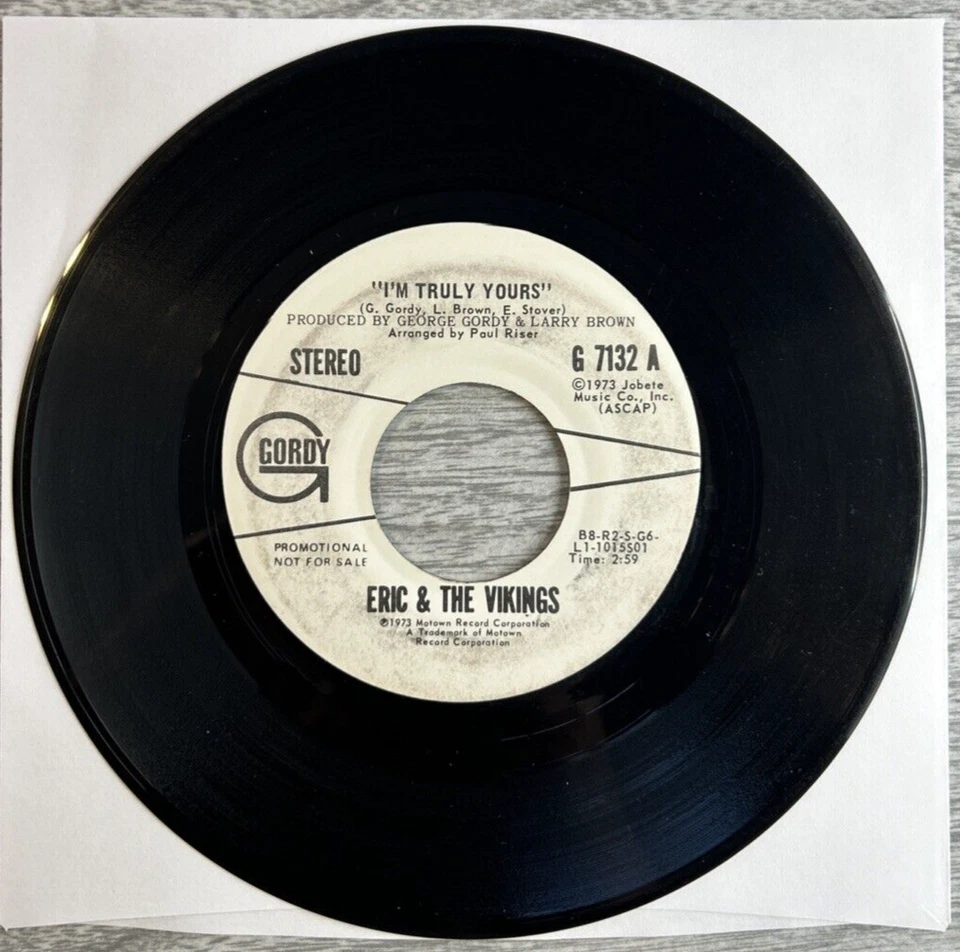 ERIC & THE VIKINGS "I'm Truly Yours" 1973 7" 45rpm Single Gordy – G 7132 PROMO Foto 2 de 2