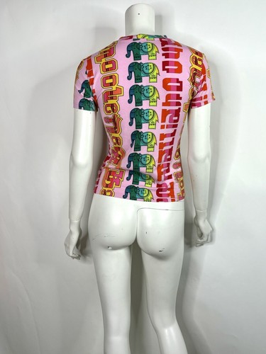 Vtg John Galliano 2003 Pink Elephant Print T Shirt M - Picture 3 of 7